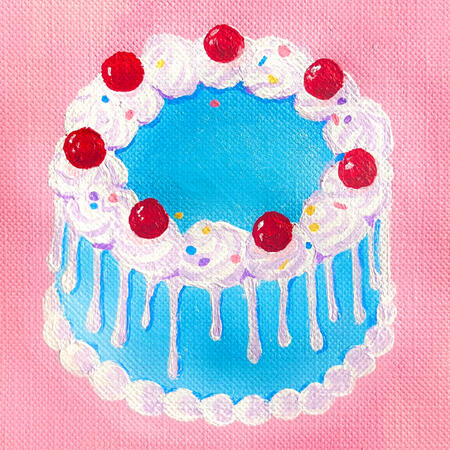 Blue Cake with Cherries